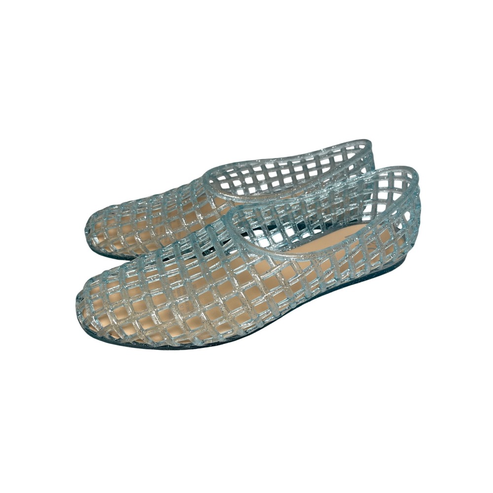 Madden NYC Kids Blue Glitter Jelly Flats Woven Cage Fisherman Shoes‎ Big Girls 4